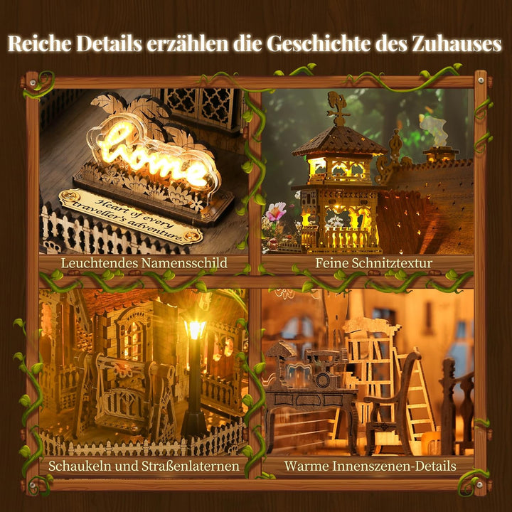 FUNPOLA LED 3D Holzpuzzle für Erwachsene - DIY Miniatur-Bausatz mit LED-Blitz - Erwachsene 3D Handma