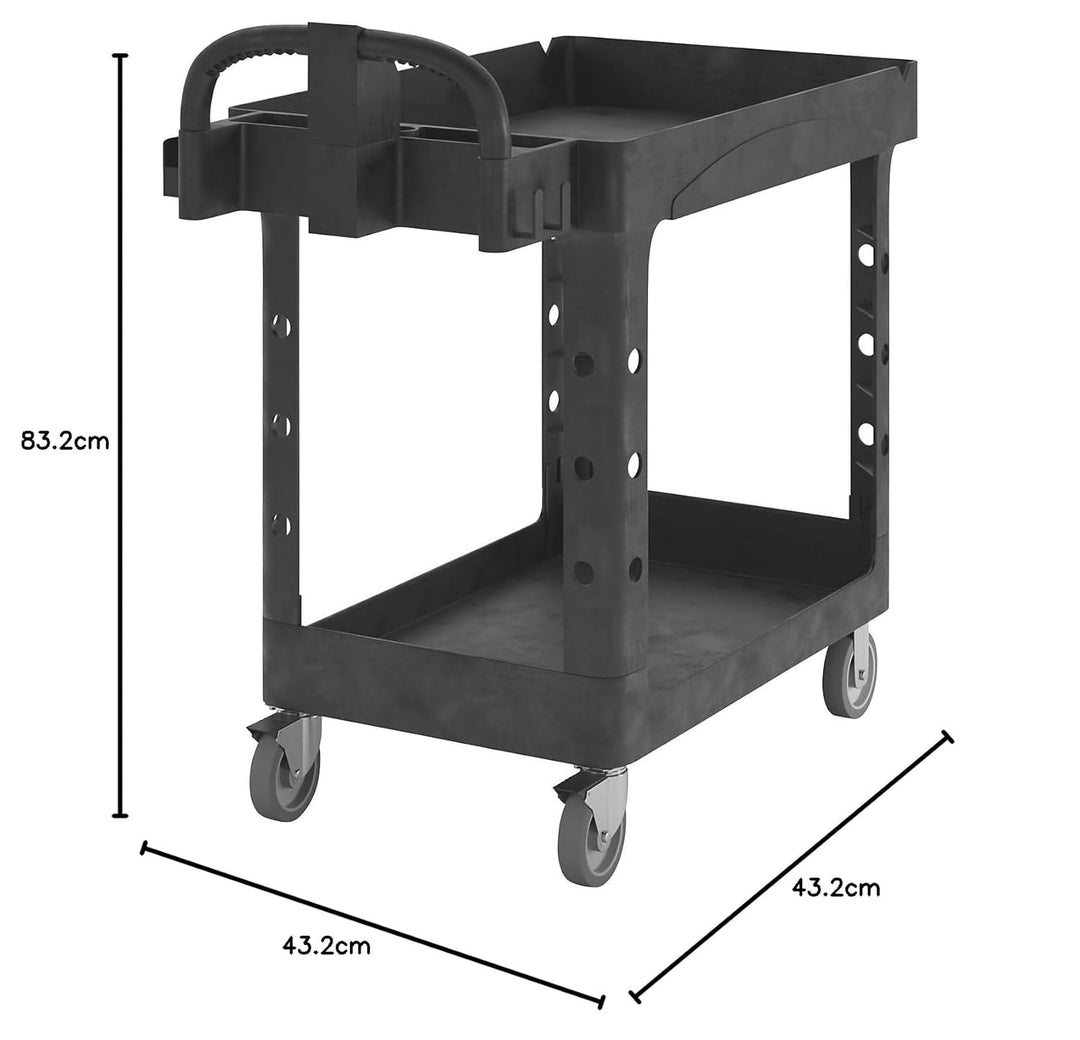 Rubbermaid Commercial Products Small Lipped Shelf Heavy Utility Cart - Black