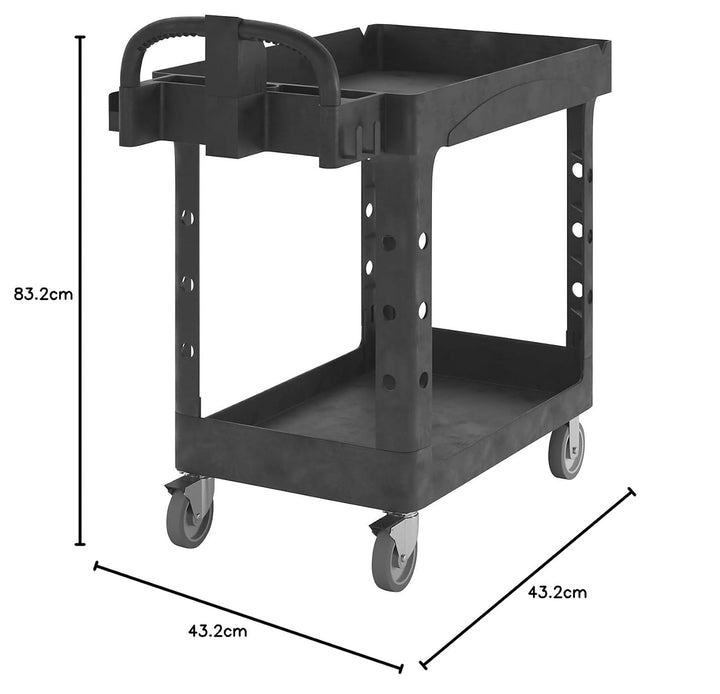 Rubbermaid Commercial Products Small Lipped Shelf Heavy Utility Cart - Black