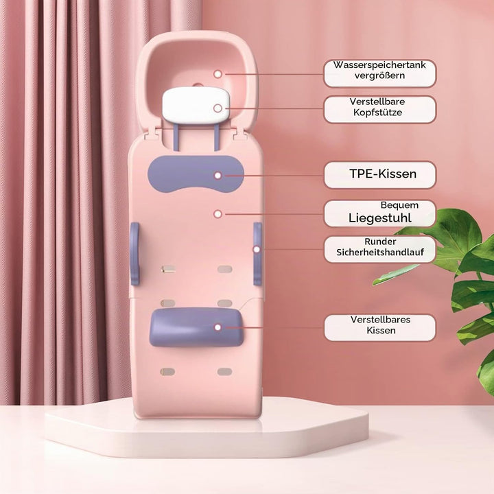 Kinder-Haarwaschstuhl, verstellbar, kind-Shampoo-Stuhl, Badende Mädchen, rosa Salonstuhl für Kleinki