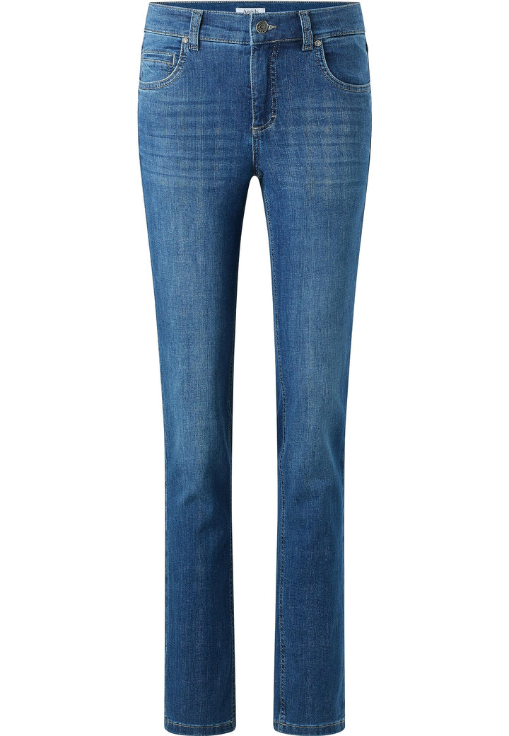 Angels 346 3400 3358 Cici Damen Jeans Baumwolle Polyester Elasthan Uni Knöpfe, Mittelblau.