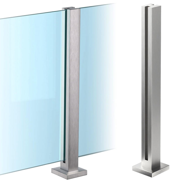 Cvter aus Edelstahl Glasgeländer pfosten mit Einsteckenden 60cm – Schwerlastbereich Glasmontageklemm