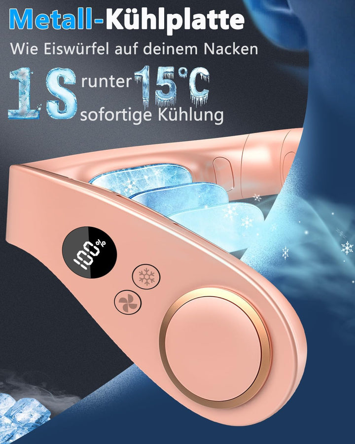 Kouric Nackenventilator mit Kühlung, Halsventilatoren Extra Leise (35dB) 24 Std. USB-C 5500mAh, 5 St