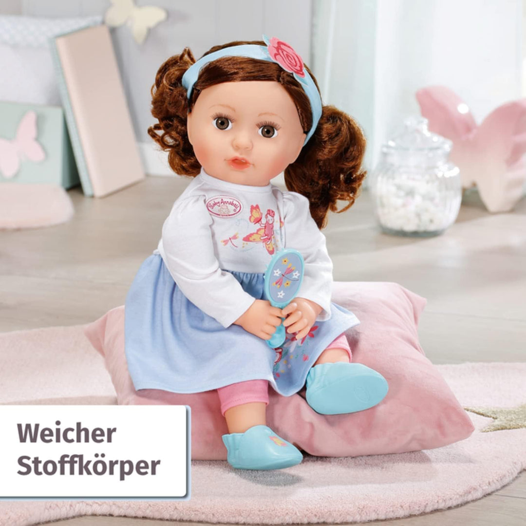 Zapf Creation 707234 Baby Annabell Sophia, brünett 43cm -weiche Stoffpuppe mit langen braunen Haaren