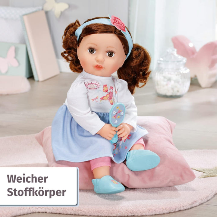 Zapf Creation 707234 Baby Annabell Sophia, brünett 43cm -weiche Stoffpuppe mit langen braunen Haaren
