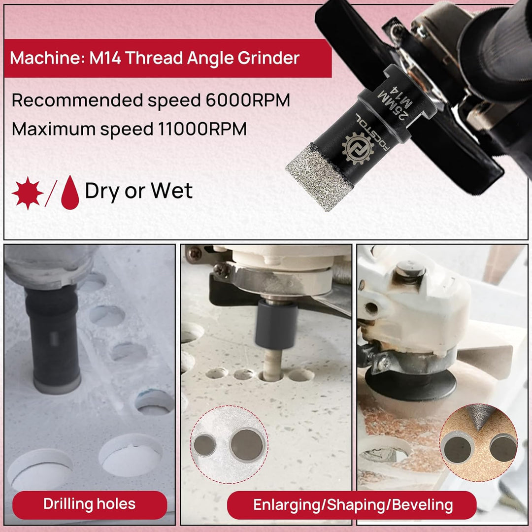 FOCSTOL Diamant Fliesenbohrer Set - 6/8/10/25/35/50/68mm+10mm Fingerfräser+50mm Fasenbohrer+Sechskan