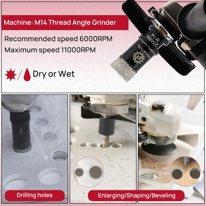 FOCSTOL Diamant Fliesenbohrer Set - 6/8/10/25/35/50/68mm+10mm Fingerfräser+50mm Fasenbohrer+Sechskan