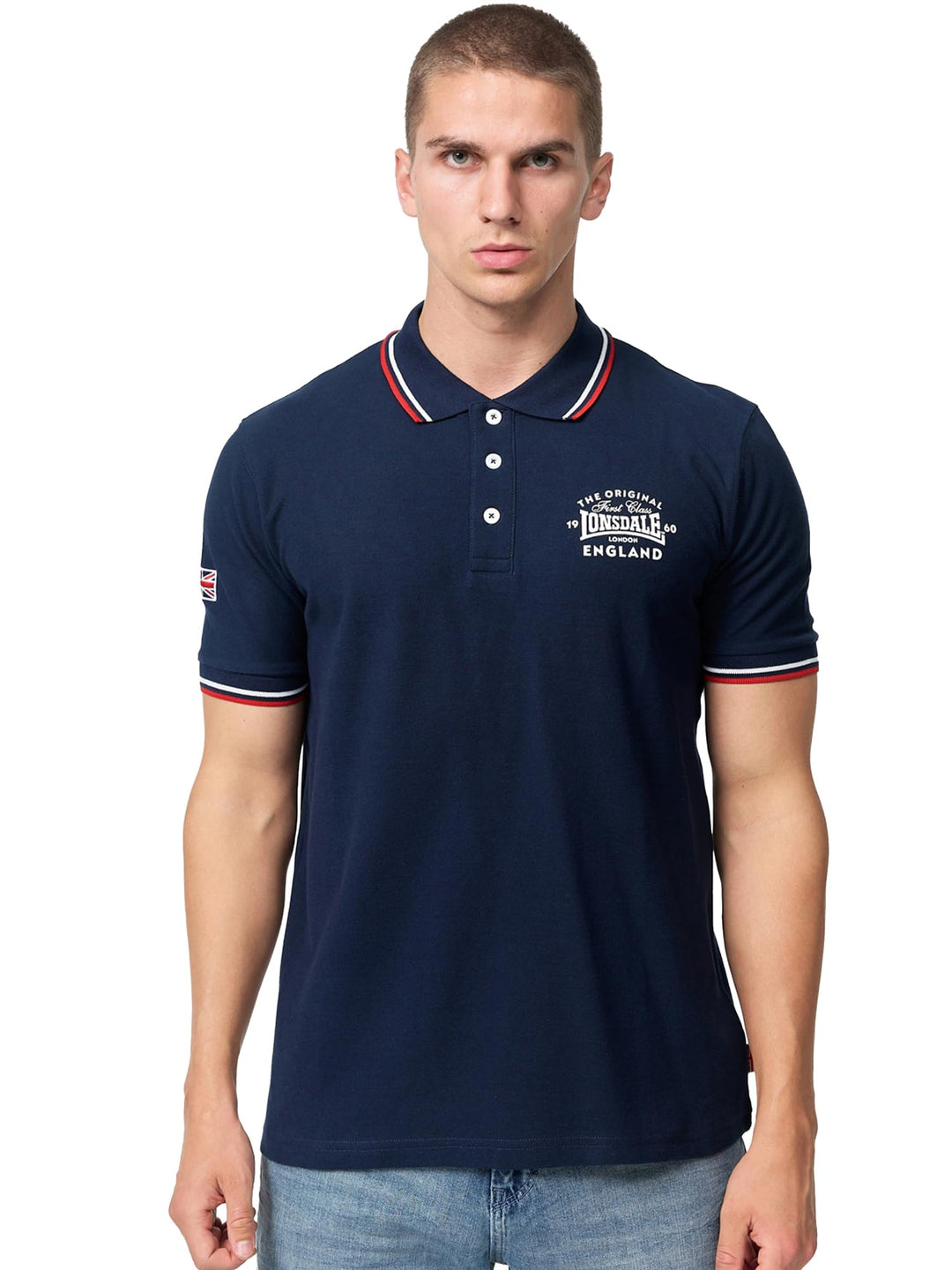 Lonsdale Herren Moyne Poloshirt S Navy/Red/White, S Navy/Red/White