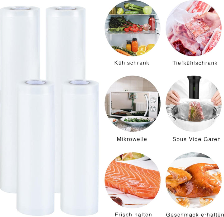 Ultratec 331400000756 Vakuumierrollen im Set, 4 Rollen in 2 Grössen, Plastic, Transparent, Vakuum ro