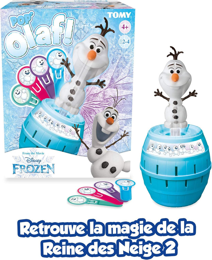 TOMY T73038 Pop Up Olaf Kinder Brettspiel, Familien- und Vorschulkinderspiel, Action-Spiel für Kinde