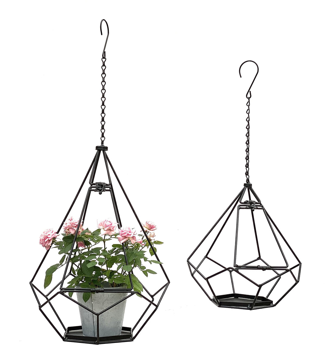 DanDiBo Blumenampel Innen Metall Wand Hängepflanzen 64 cm & 82 cm 96075 2er Set mit Tür 6 Ecken Pfla