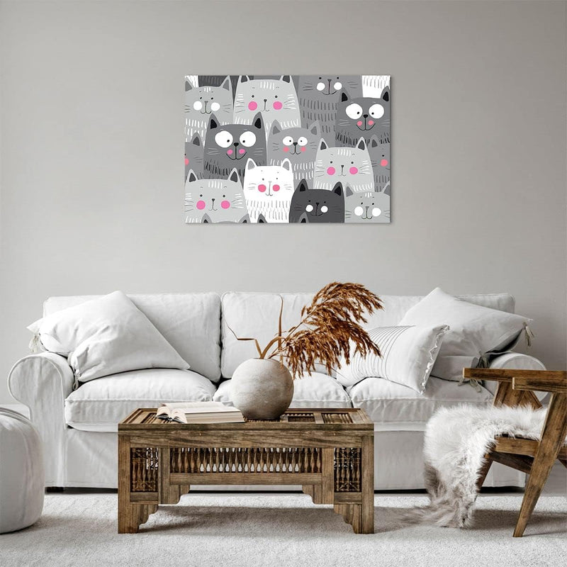 Bilder auf Leinwand Kittys Tiere Illustration Leinwandbild 70x50cm Wandbilder Dekoration Wohnzimmer