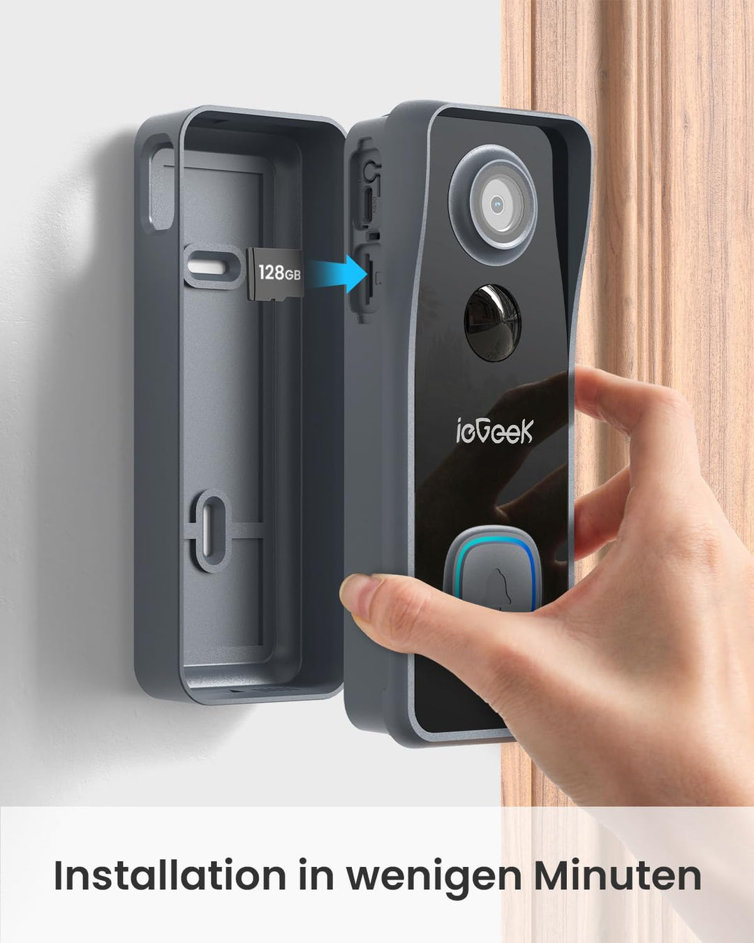 ieGeek 5MP 2,5K WLAN Video Türklingel mit Kamera (2026), 166° Weitwinkel Funkklingel mit Kamera, Sic