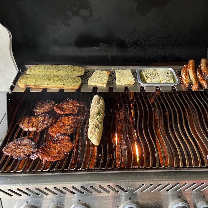 Grillrost.com Das Original Edelstahl Multistation | Warmhalterost für Napoleon Rogue 625 | Hähnchenk