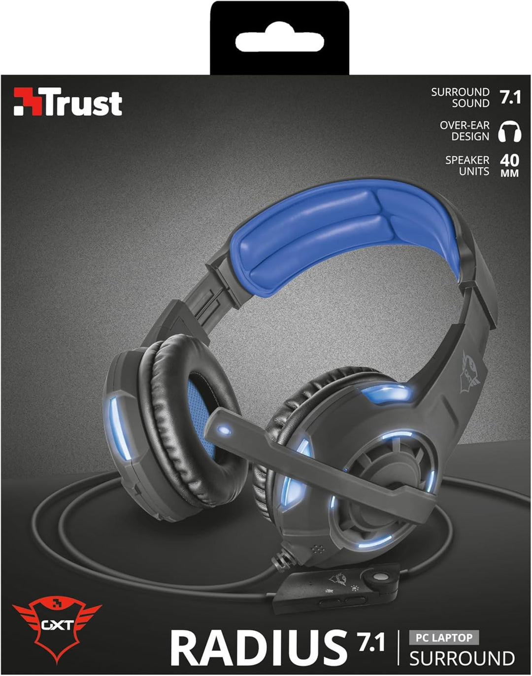 Trust Gaming GXT 350 Radius Kopfhörer Schwarz 7.1 Surround Sound für PC, 7.1 Surround Sound für PC