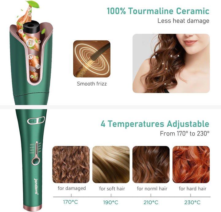 Lockenstab Automatisch, Janelove Automatischer Lockenstab Grosse Locken für Lange Haare, Negativ-Ion