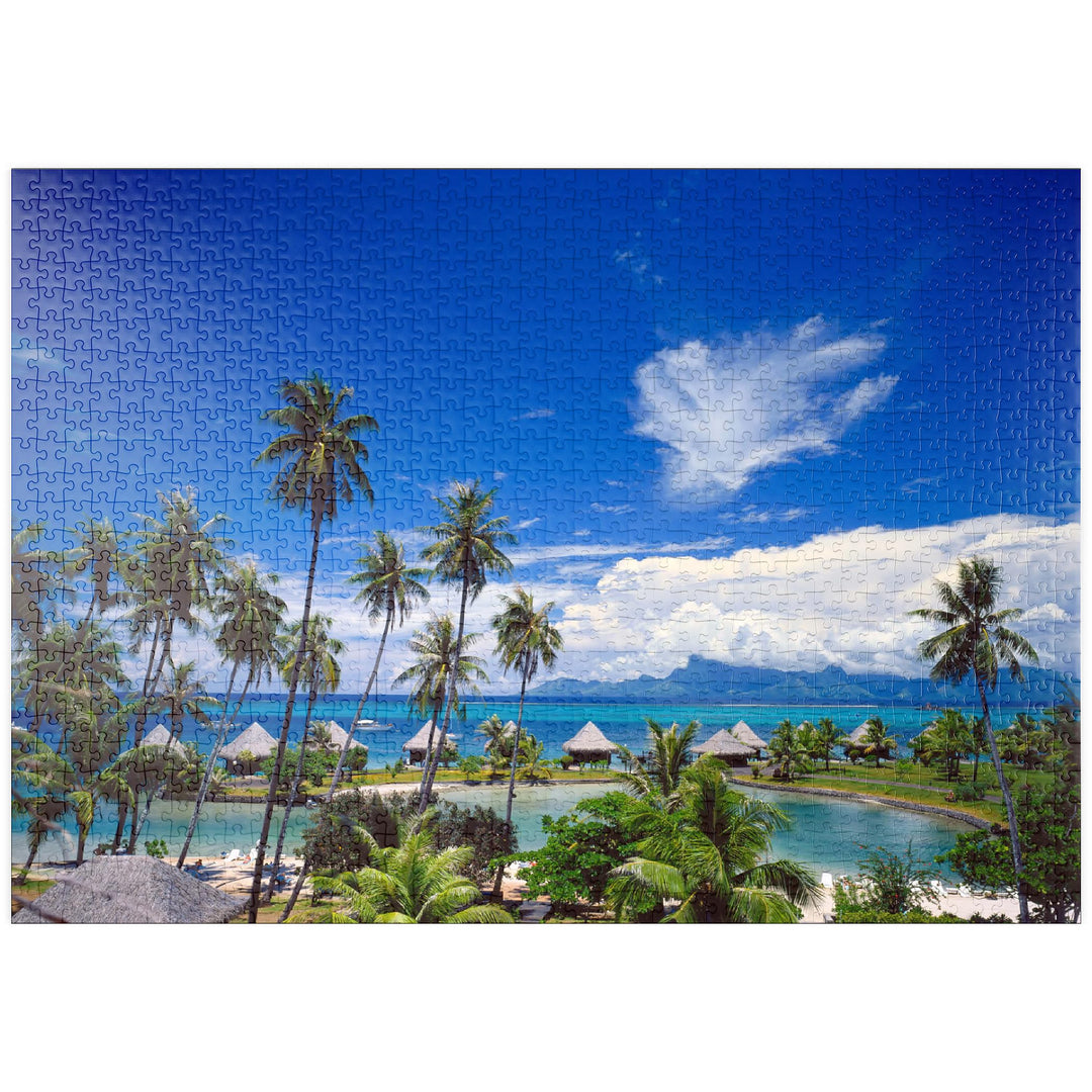 Beachcomber Hotel auf der Insel Tahiti, Französisch Polynesien, Südsee - Premium 1000 Teile Puzzle -