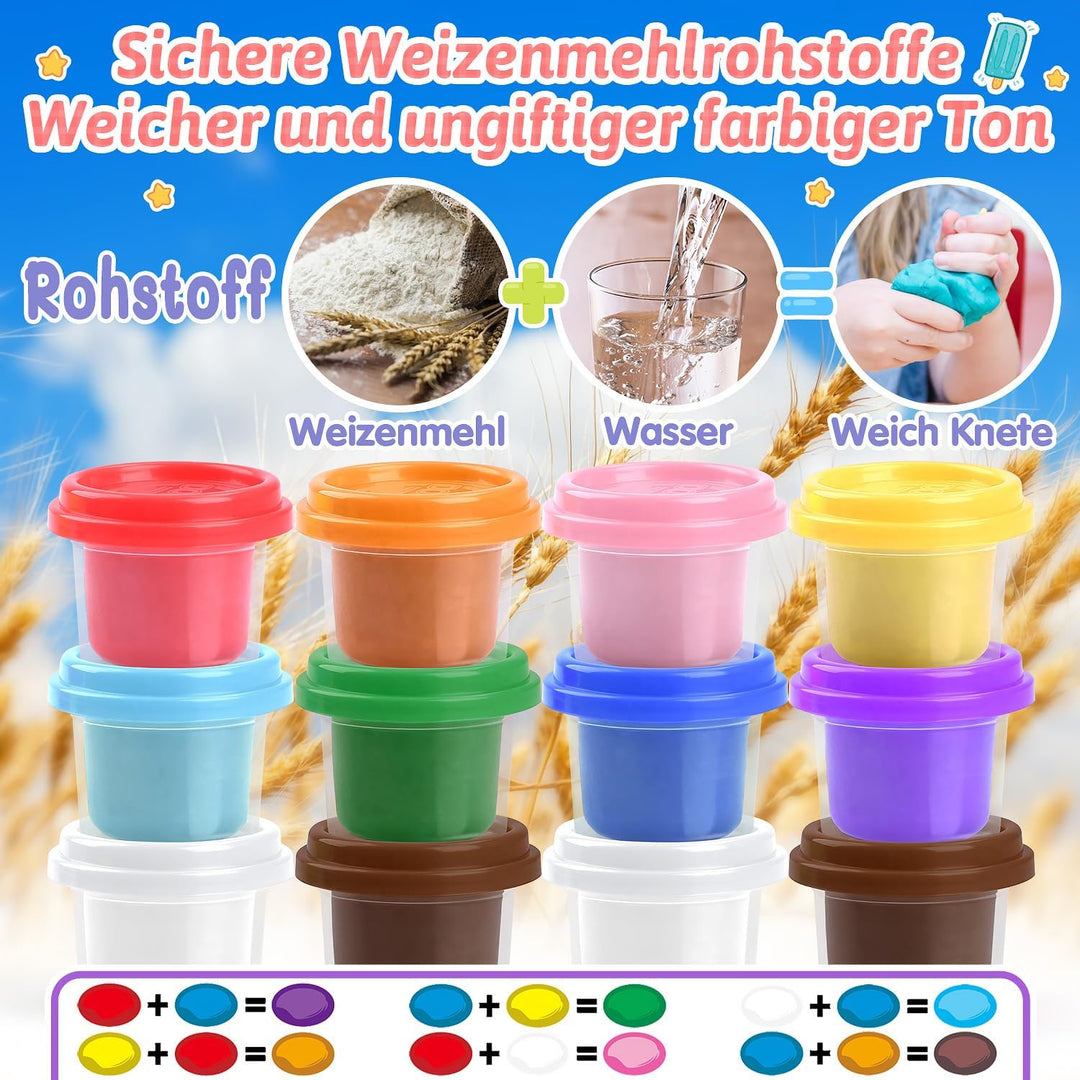 PLAY Das Eiswagen Kinder Knete Set - DIY Knete Zubehör, Kinderknete Kitchen Creations mit Knetwerkze