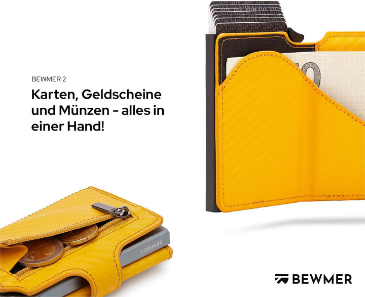 BEWMER Premium-Kreditkartenetui | Schlanke Brieftasche für Damen und Herren mit RFID-Schutz gegen Kl