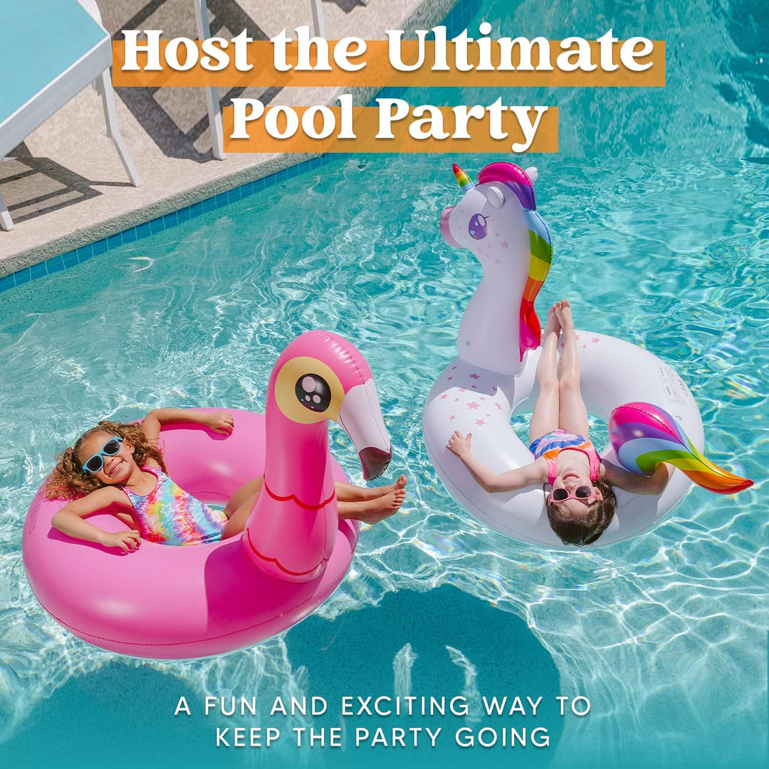 JOYIN 2 Pack Aufblasbare Einhorn und Flamingo Luftmatratze mit Glitzer, Pool Float, Schwimmtier Luft