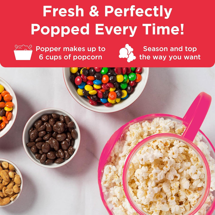 Ecolution patentierter Micro-Pop Mikrowellen-Popcorn-Popper, Borosilikatglas, hot pink 1.5-Quart Sna