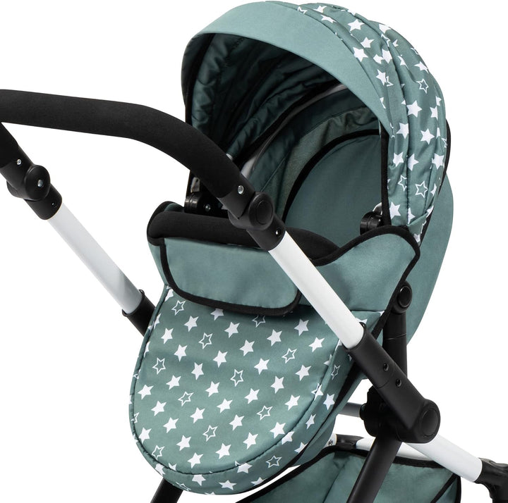 Bayer Design 17058AA Puppenwagen Xeo mit Tasche, höhenverstellbarer Griff, Schwenkschieber, wandelba