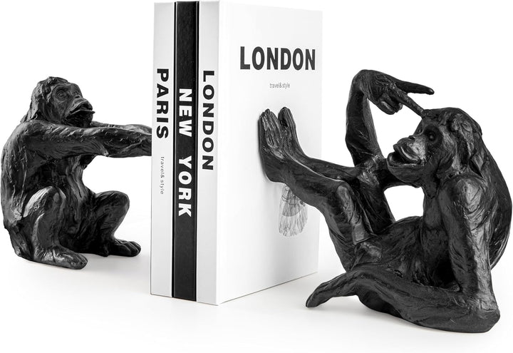 Buchstützen Affen dekorative Affen Buchstütze aus Kunststein (Polyresin) Bookend ist 2,5 KG schwer,