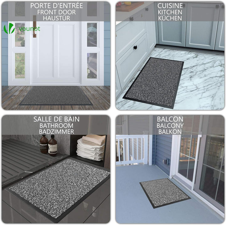 VOUNOT Fussmatte für Haustür Innen und Aussen, Schmutzfangmatte Waschbar, Türmatte rutschfest, Anthr