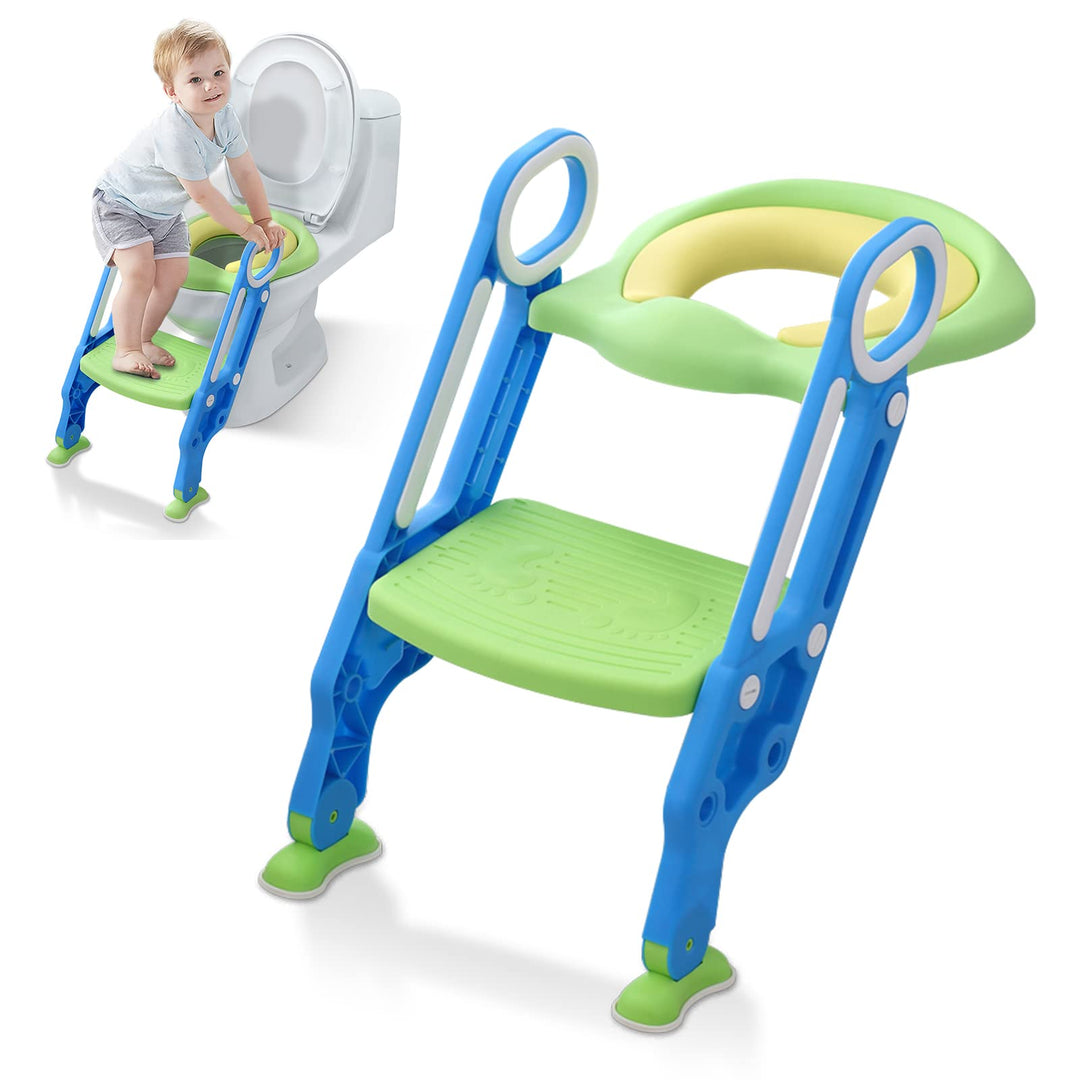 XMTECH Kinder Toilettentrainer Toilettensitz mit Treppe Faltbar Töpfchentrainer WC Trainer Höhenvers