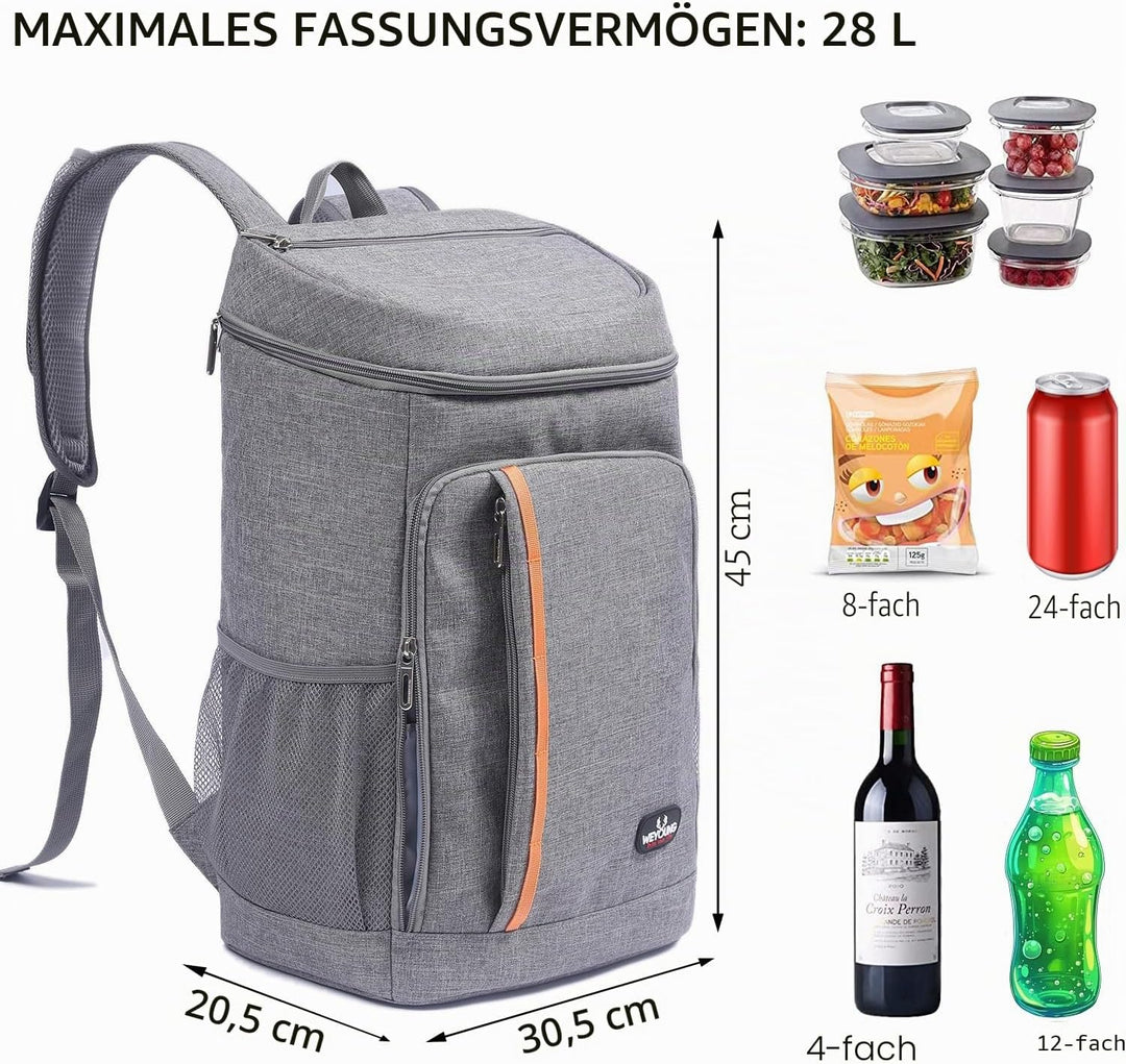 MCXKJ 28L Kühl Rucksack Kühlrucksack Kühltasche Picknicktasche Gross Isoliert Cooler Bag Männer Frau