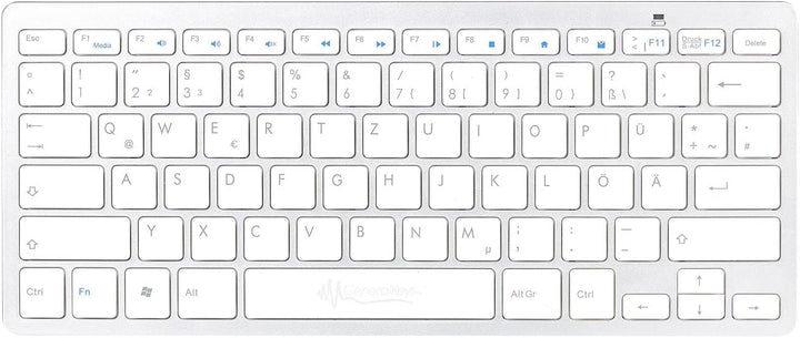 GeneralKeys Kabellose Tastatur: Set: Schlanke Funk-Tastatur mit Scissor-Tasten im Alu-Look &amp; Funk-Ma