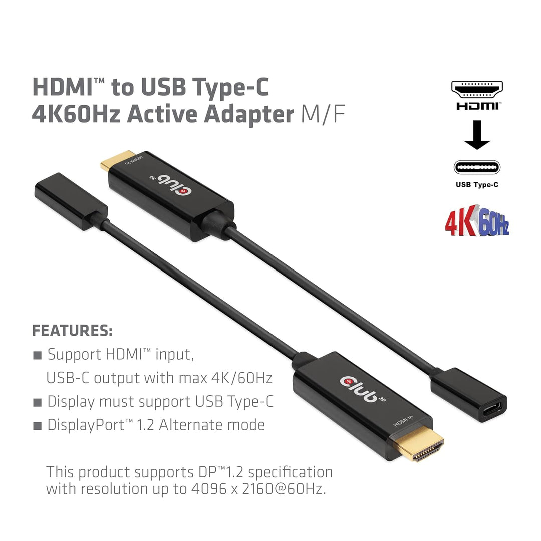 CLUB3D HDMI auf USB Typ-C 4K60Hz aktiver Adapter St./B.