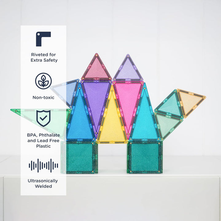 CONNETIX Magnetische Fliesen Glitzer Schloss Paket, 48 Stück