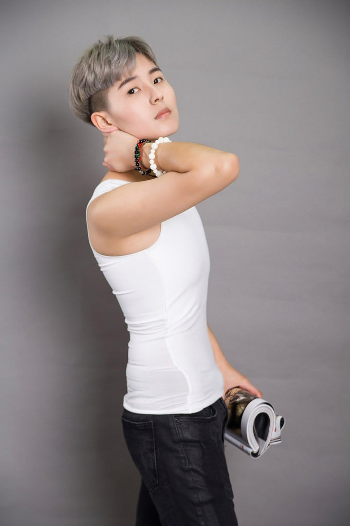 BaronHong Bambuskohle Faser Brust Binder Baumwolle Tank Top für Tomboy Trans Lesbisch 5XL Weiss, 5XL