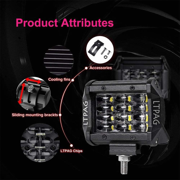 LTPAG Zusatzscheinwerfer, 2 x 72W Cree LED Arbeitsscheinwerfer 4 Zoll 7200LM 6000K IP68 Wasserdicht