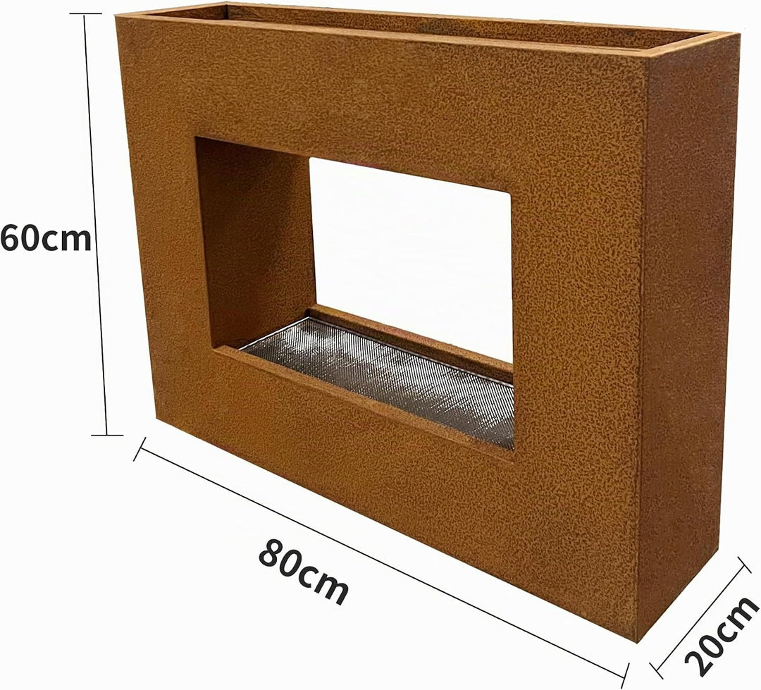 KÖHKO® Wasservorhang-Brunnen bepflanzbar mit LED-Beleuchtung Höhe 60 cm aus Cortenstahl mit Pflanzka