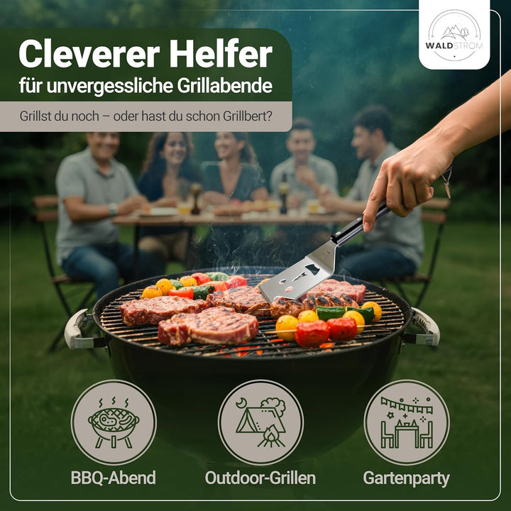 6-in-1 Grillspachtel Multitool I Grill Zubehör Set mit inklusive Grillschürze - ideales BBQ Geschenk