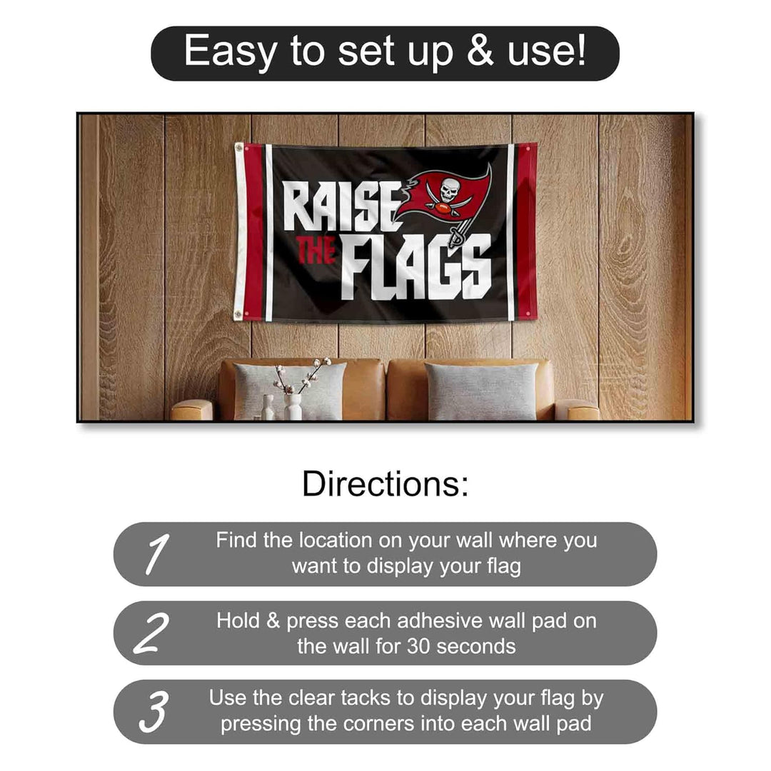Tampa Bay Buccaneers Raise The Flags Banner und Tapisserie-Pads