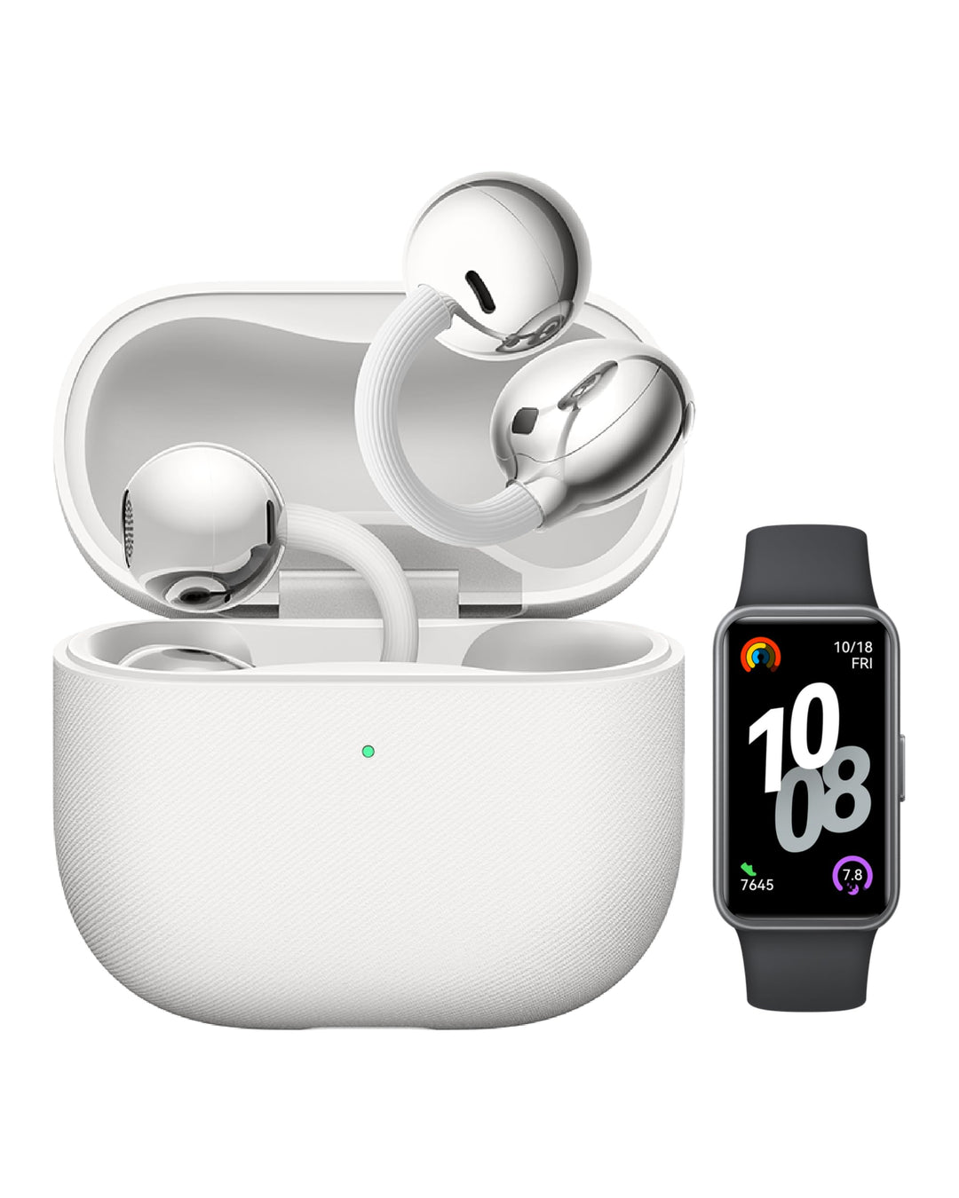HUAWEI FreeClip 2 Weiss + Band 10, Kabellos Bluetooth Kopfhörer, Open-Ear-Kopfhörer, Besonders leich