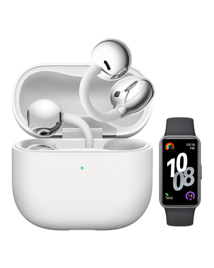 HUAWEI FreeClip 2 Weiss + Band 10, Kabellos Bluetooth Kopfhörer, Open-Ear-Kopfhörer, Besonders leich