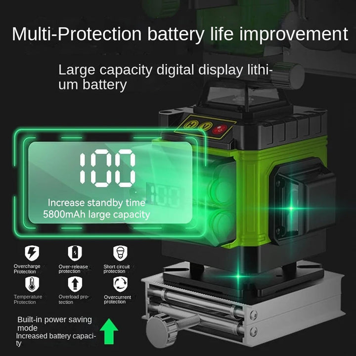 Laser-Nivelliergerät, 4D 16 Linien Vertikales Horizontales Laser-Nivelliergerät Selbstnivellierend m