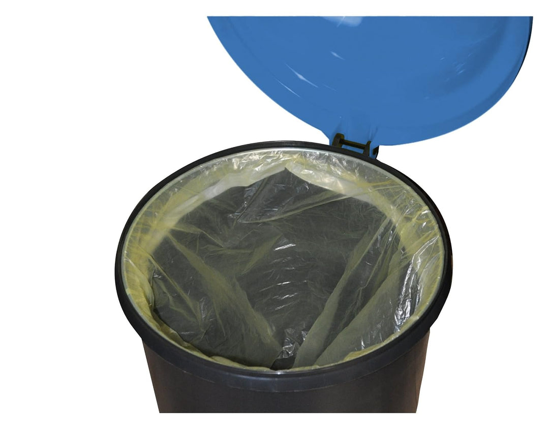 KUEFA HD-LA 60 Liter Mülleimer, Müllsackständer mit Laserbeschriftung (Blau, Papier) und Befestigung