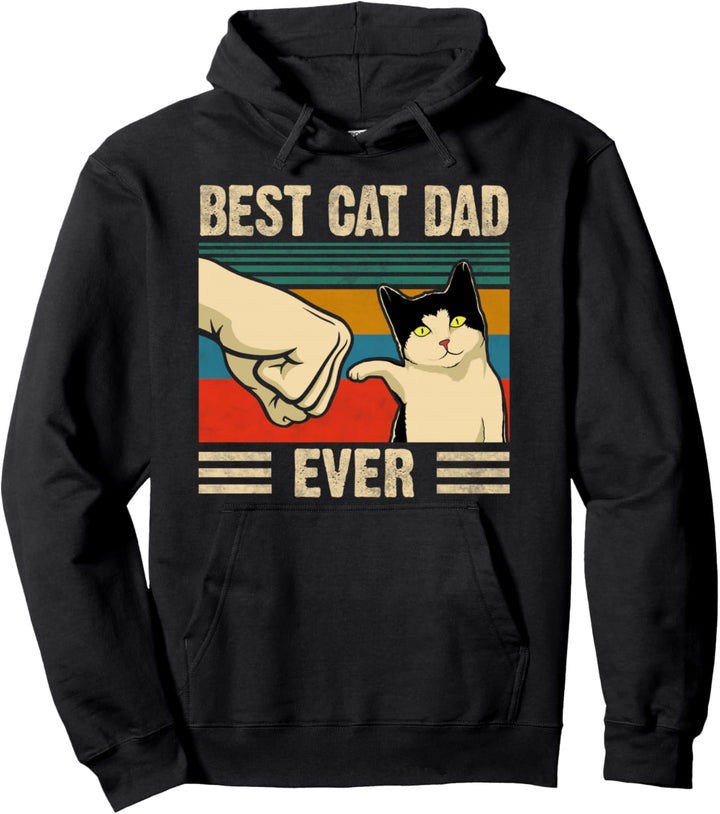 Vintage Best Cat Dad Ever Bump Fit Pullover Hoodie