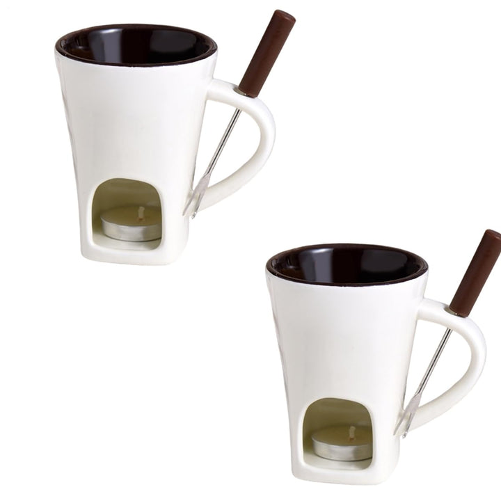 2 Stück Keramike Schokofondue Tasse | 400 Ml Tasse Mit Teelicht Schokolade | Butter Schokoladen Pot