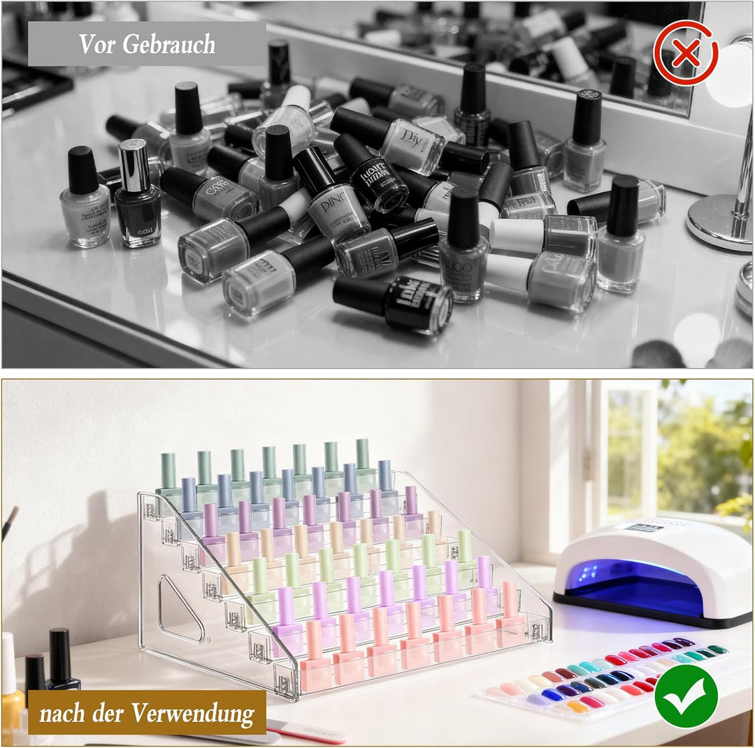 2 Stück 7 Schichten Nagellack Aufbewahrung, Acryl Nagellack Organizer Transparent Lippenstiftständer