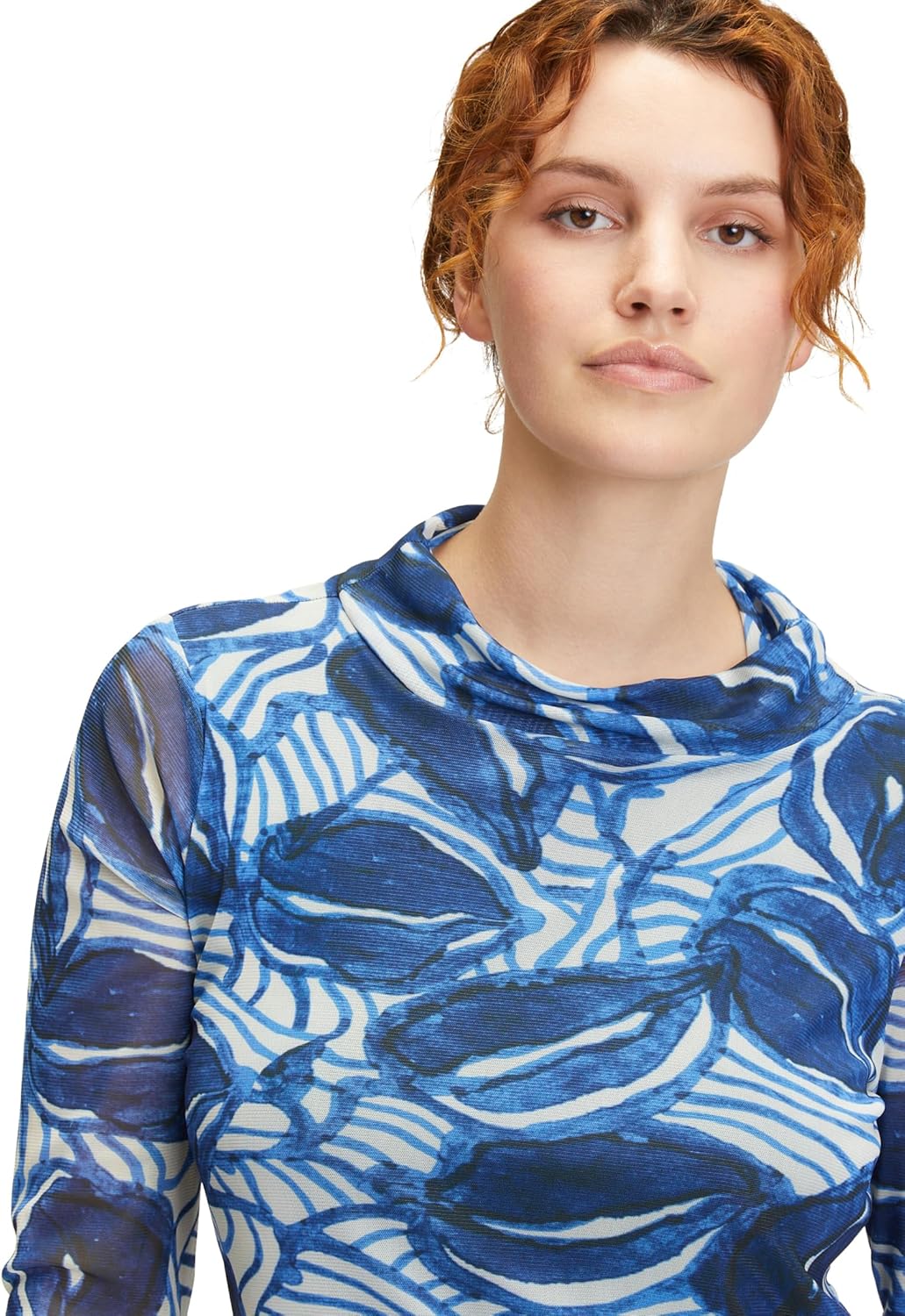 Cartoon Damen Casual-Kleid mit Stehkragen 36 Blau, 36 Blau