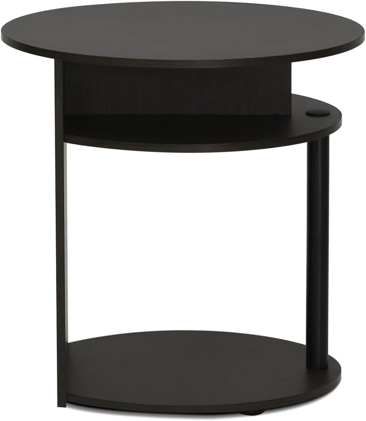 Furinno JAYA Ovaler Beistelltisch mit moderen Design, holz, Walnuss/Schwarz, 39.37 x 39.37 x 49.02 c