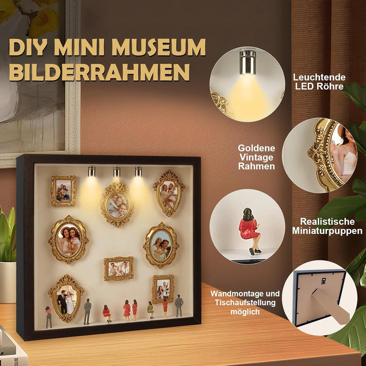 Kitimi Mini Museum Bilderrahmen, DIY Mini Museum Silhouette Box mit LED Licht, DIY Fotospeicher Bild