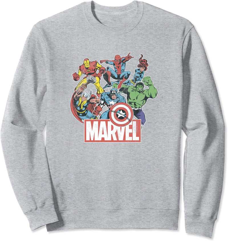 Marvel Avengers Team Retro Comic Vintage Sweatshirt