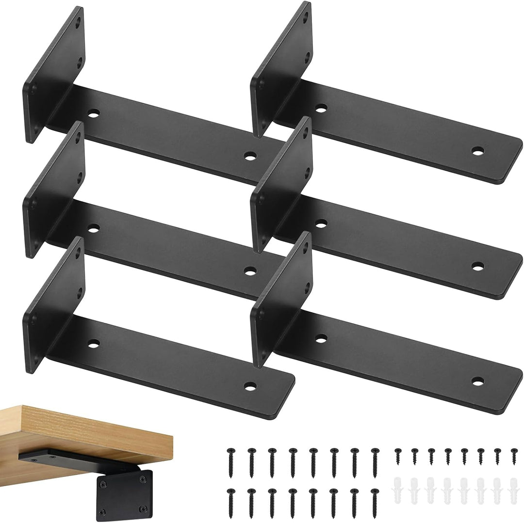 HSEAMALL 6 stück Regalhalterung Schwarz Schwerlastregal 6 Inch 15cm Wandhalterung Regal Schwerlast R